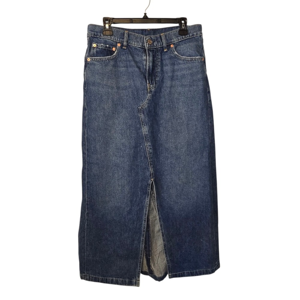 Gap Jean Denim Middle Slit Mermaid Back Maxi Skirt Y2K Style Size 30